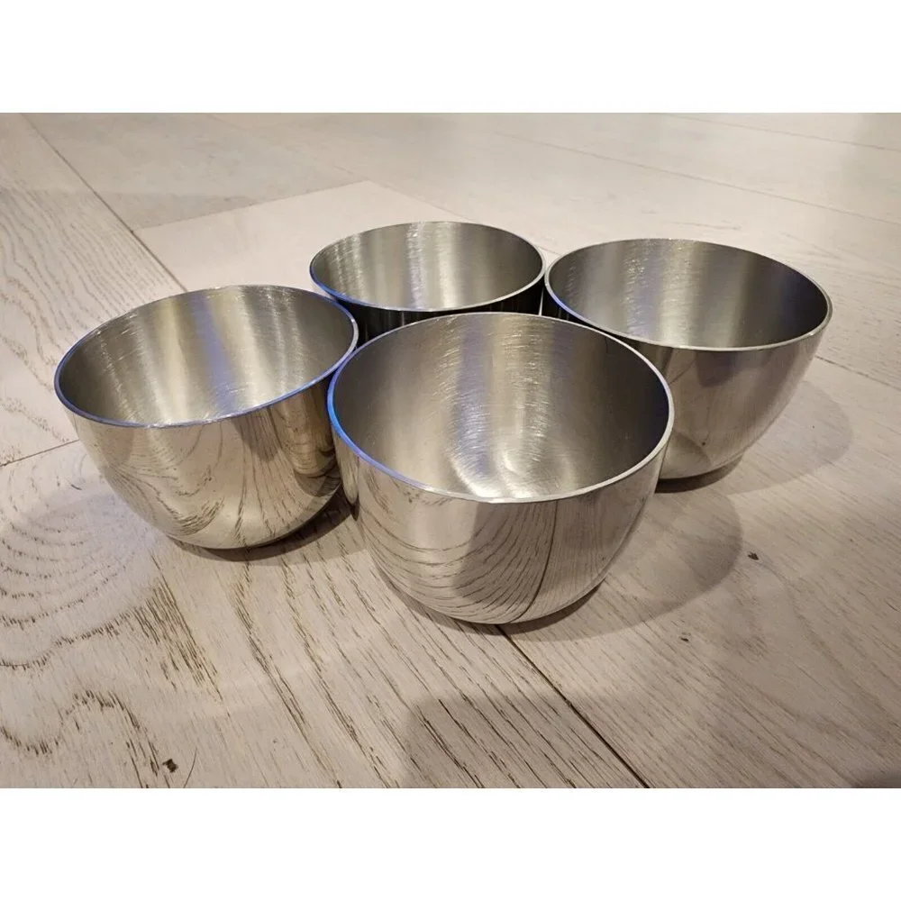 4 VINTAGE KIRK STIEFF P50 PEWTER CUPS MONTICELLO THOMAS JEFFERSON FOUNDATION VGC